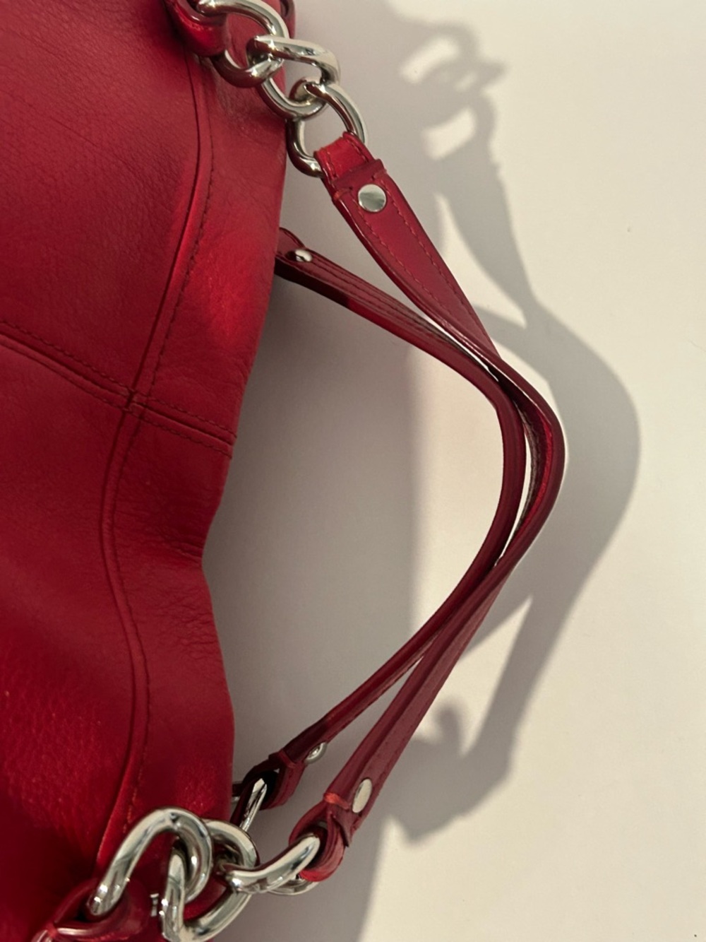 Coach Red Leather Shoulder Bag Silver Hardware Classic tote - Picture 12 of 15